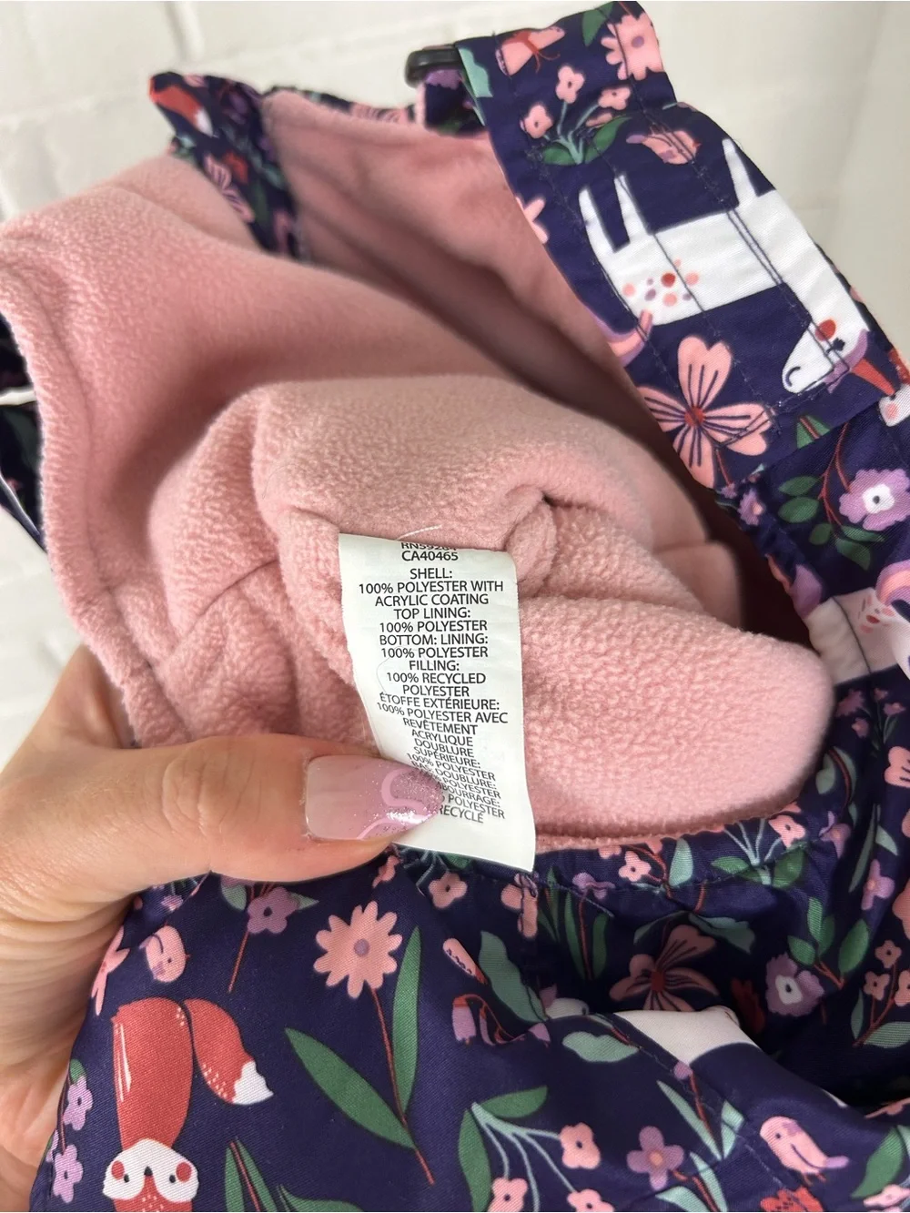 The Children’s Place Girls Unicorn Woodland Animal Print Snow Bib Pants Size 2T